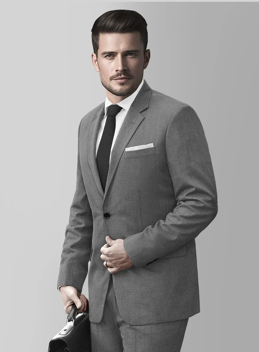 Huddersfield Stretch Gray Wool Suit - Image 4