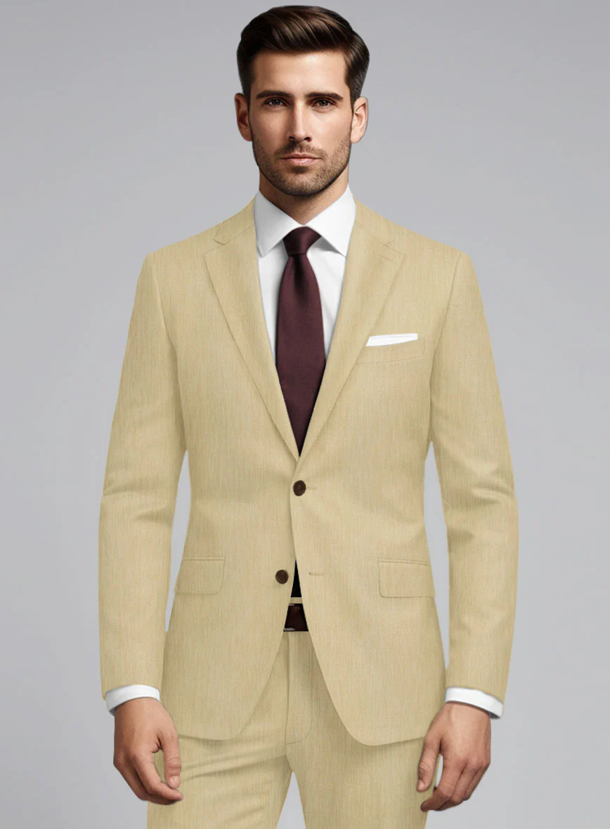 Huddersfield Stretch Khaki Wool Suit - Image 4