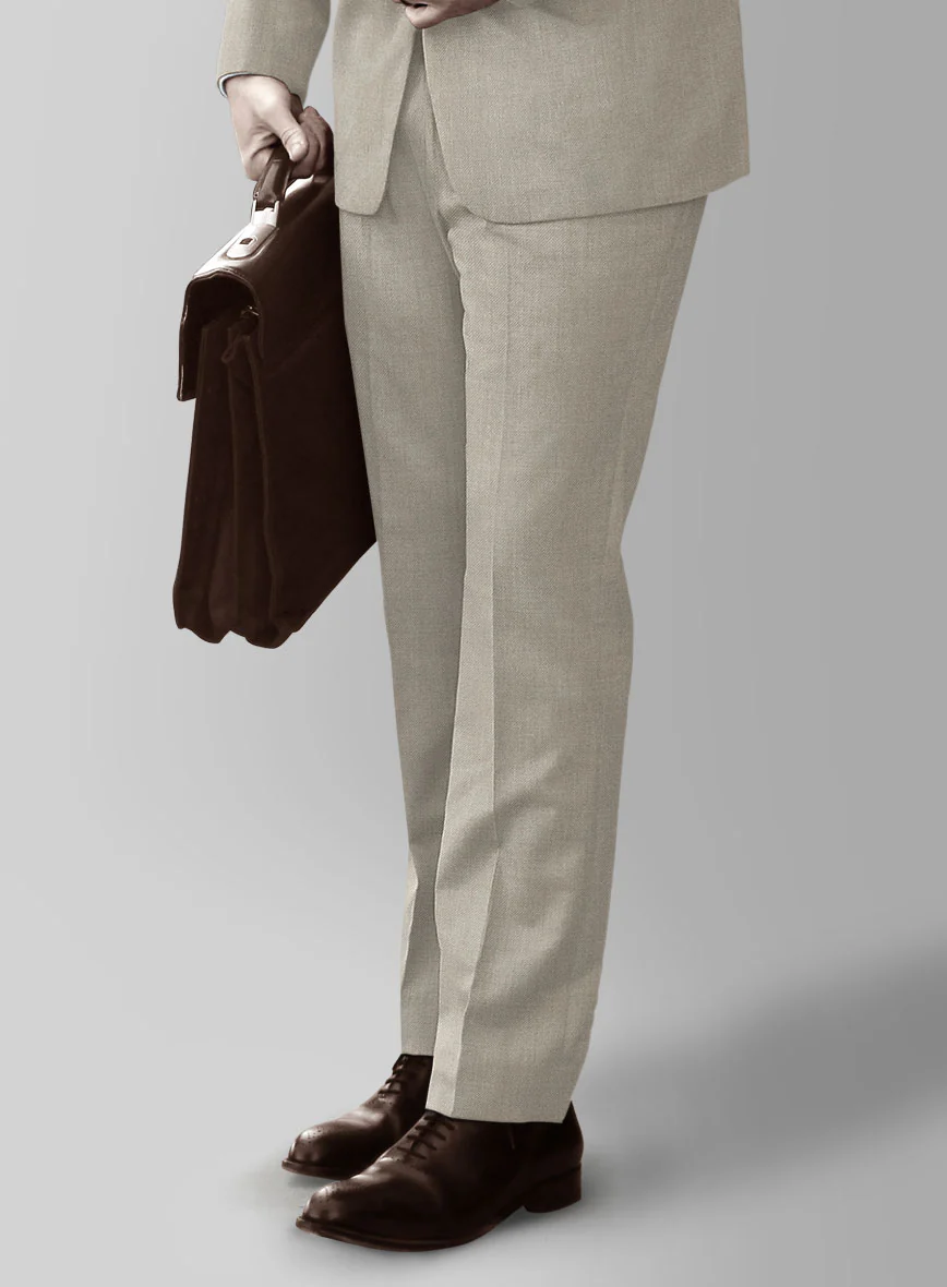 Huddersfield Stretch Muted Beige Wool Suit - Image 6