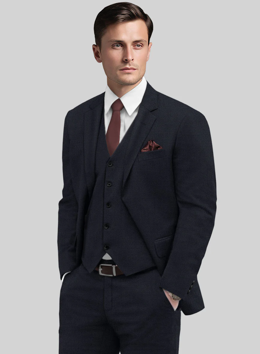 Huddersfield Stretch Navy Blue Wool Suit - Image 4