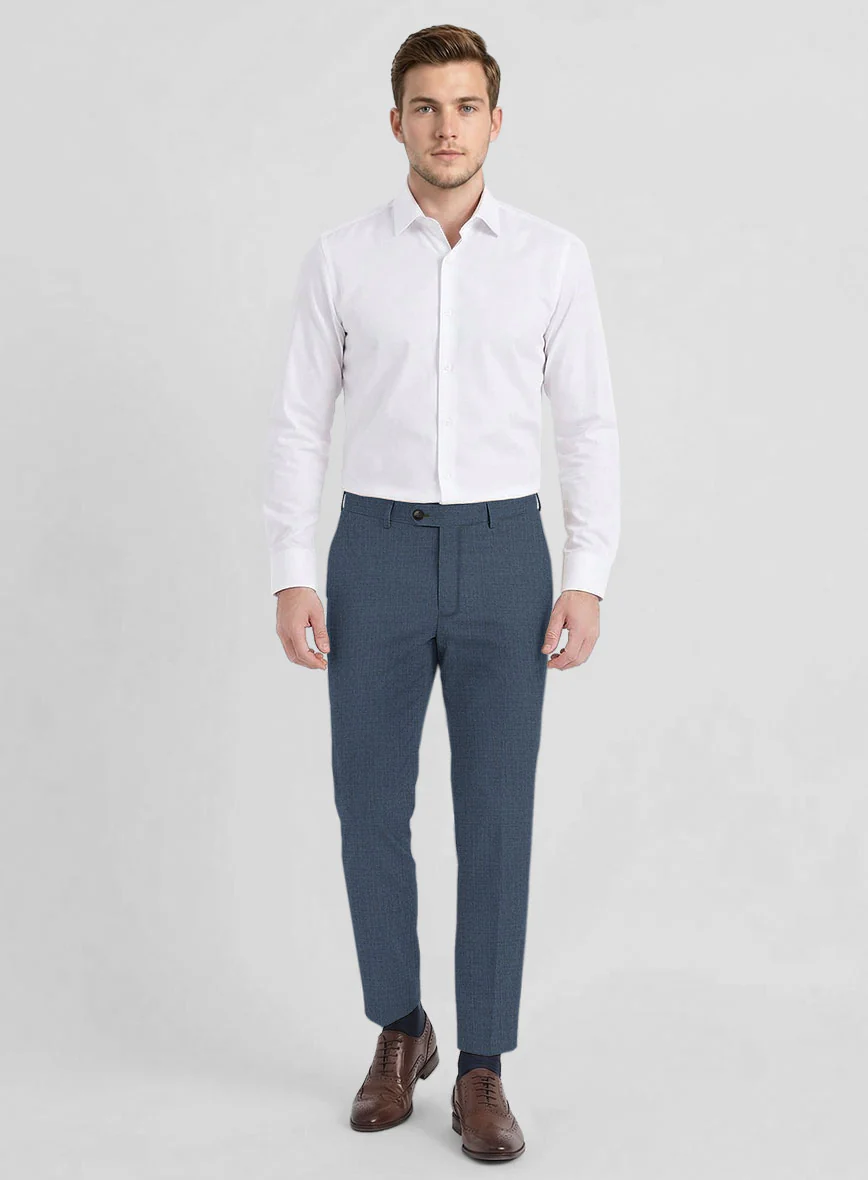 Huddersfield Stretch Slate Blue Wool Pants - Image 3