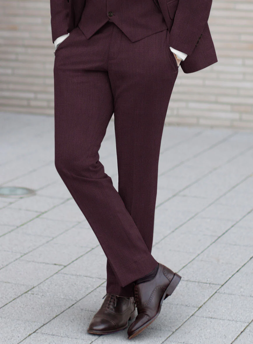 Huddersfield Stretch Wine Wool Pants - Image 2
