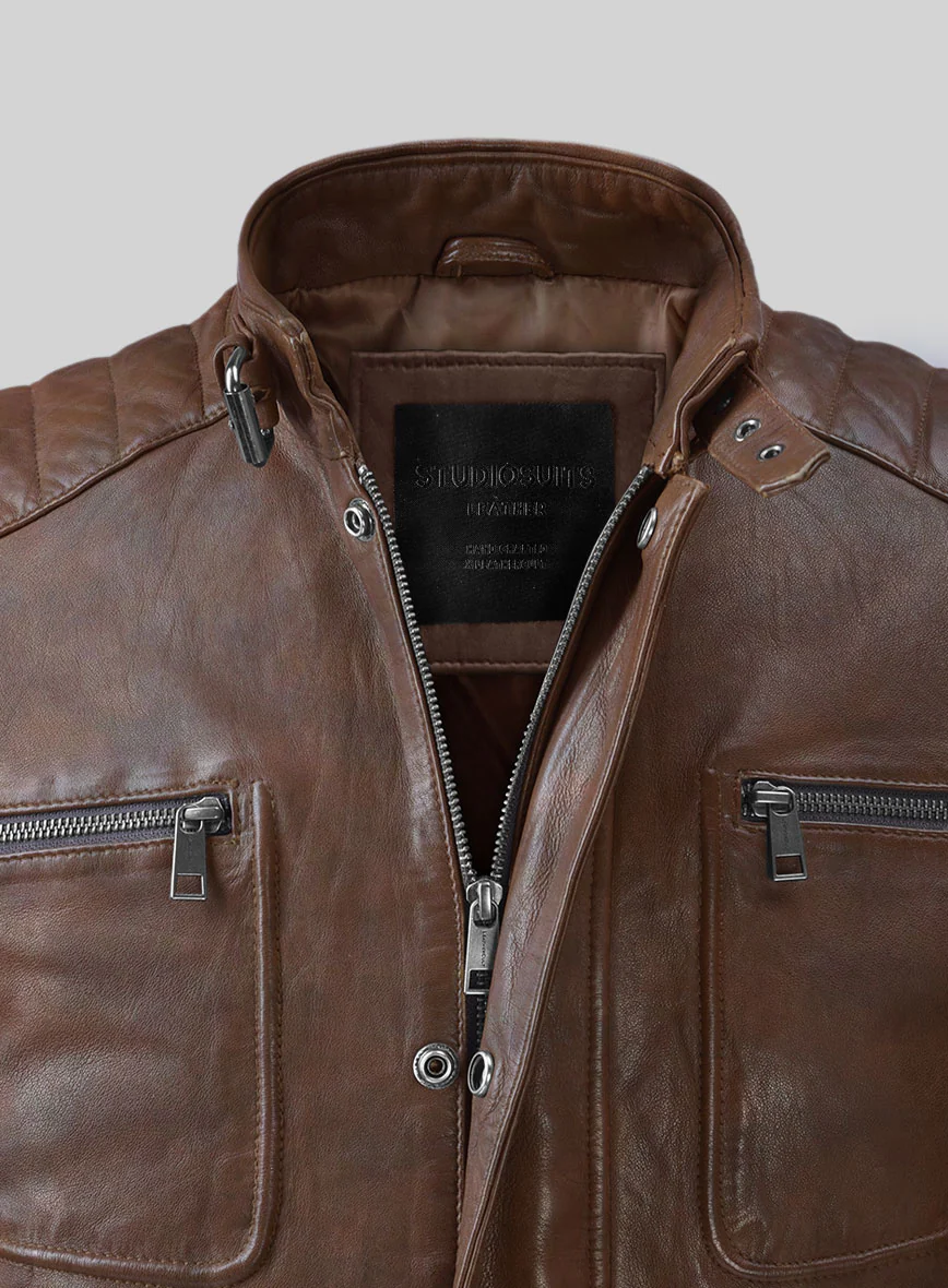 Ignite Moto Spanish Brown Leather Jacket - Image 2