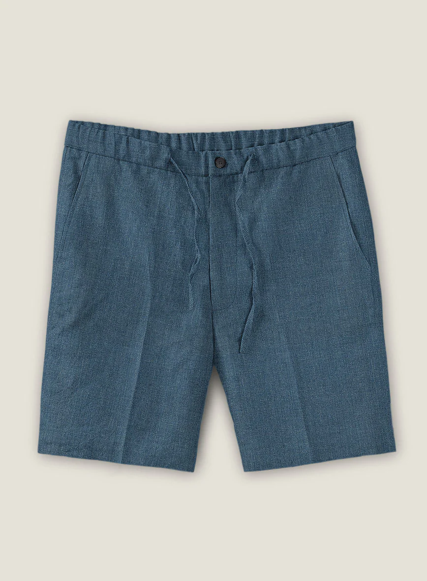 Indigo Blue Linen Shorts