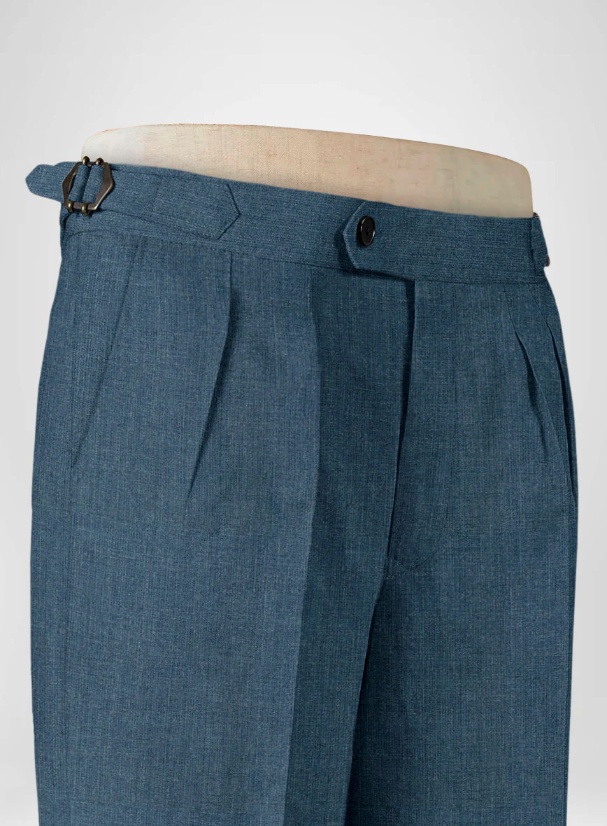 Indigo Blue Linen Highland Trousers - Image 3