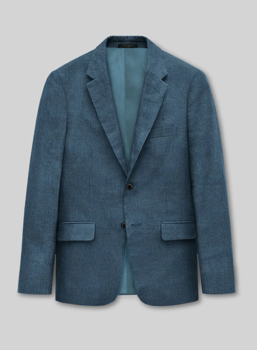 Indigo Blue Linen Suit - Image 3