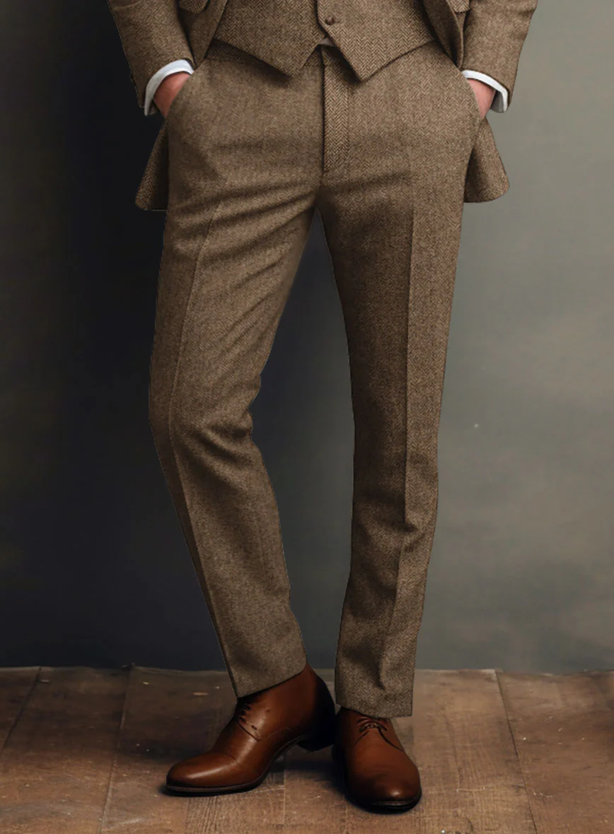 Irish Brown Herringbone Tweed Pants - Image 2