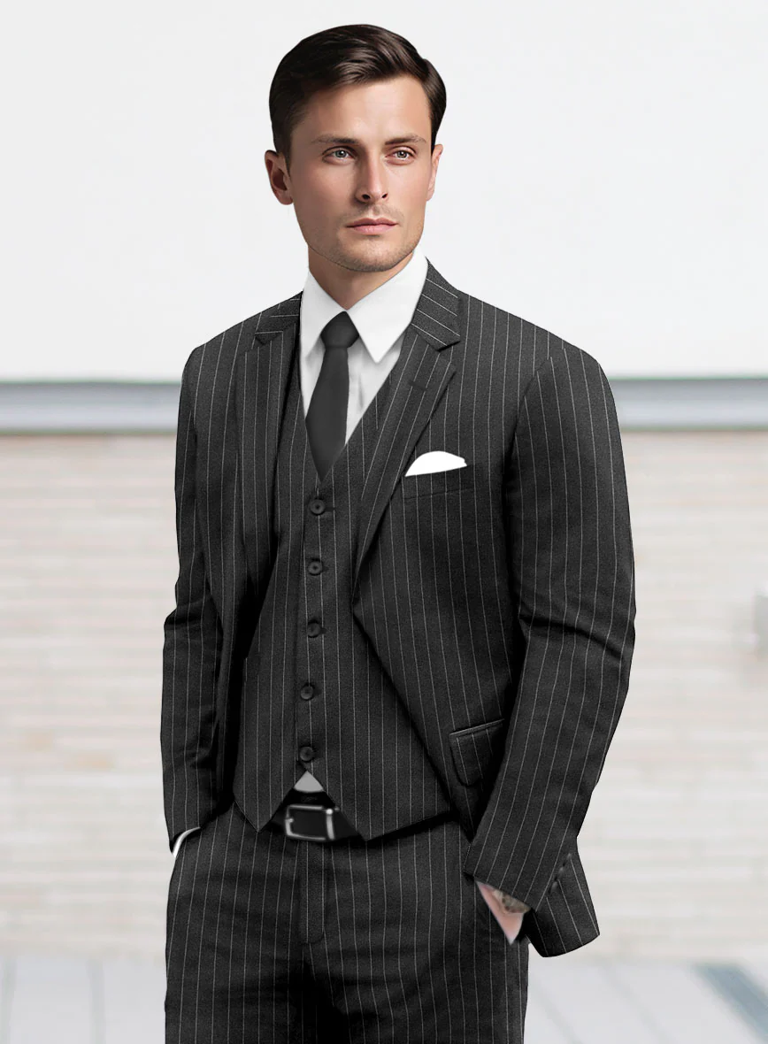 Italian Afito Dark Gray Chalkstripe Flannel Jacket - Image 2