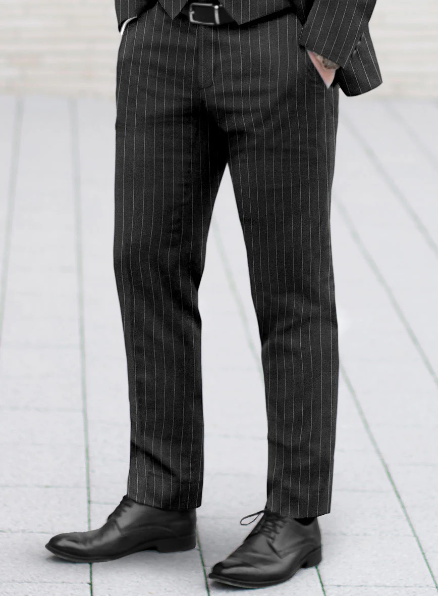 Italian Afito Dark Gray Chalkstripe Flannel Suit - Image 5