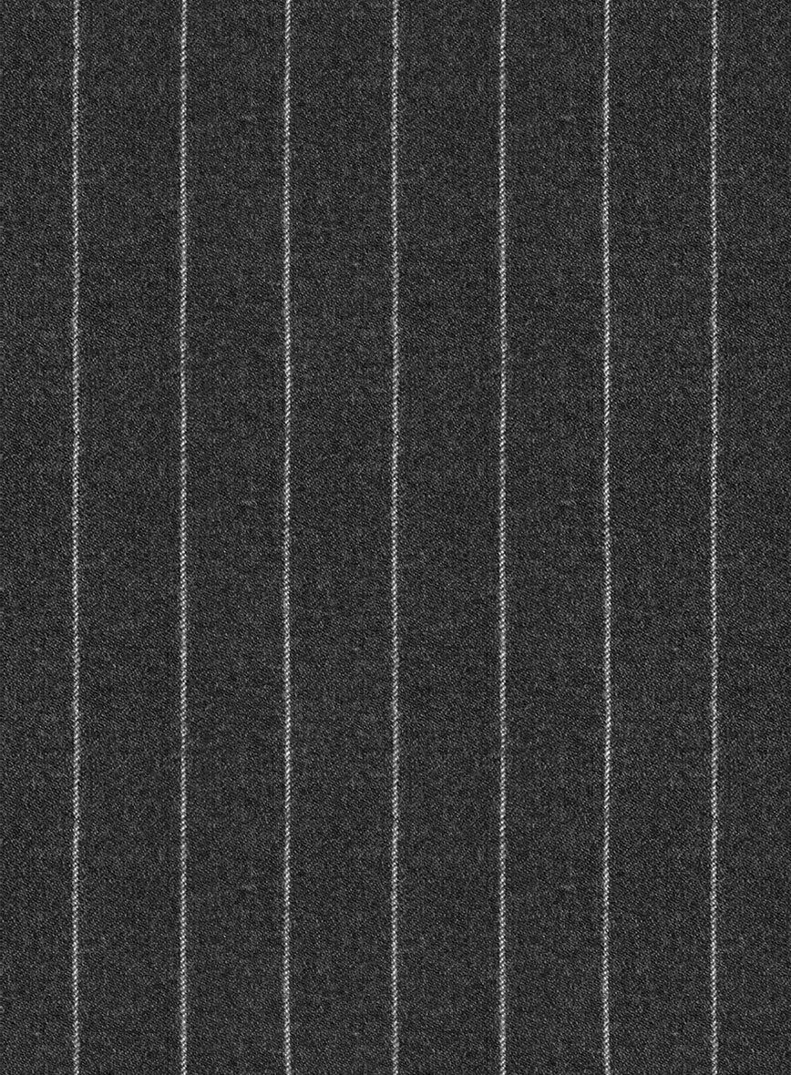 Italian Afito Dark Gray Chalkstripe Flannel Suit - Image 7
