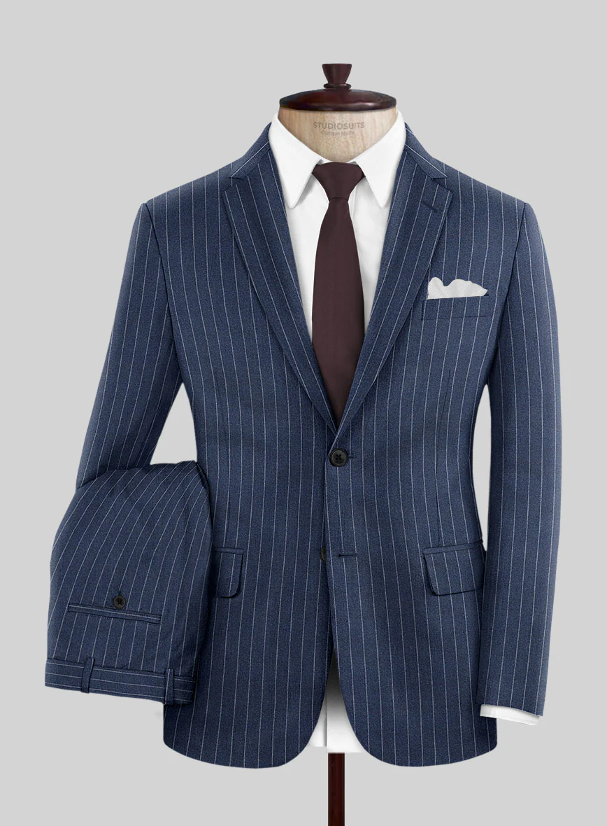 Italian Afito Royal Blue Chalkstripe Flannel Suit - Image 2
