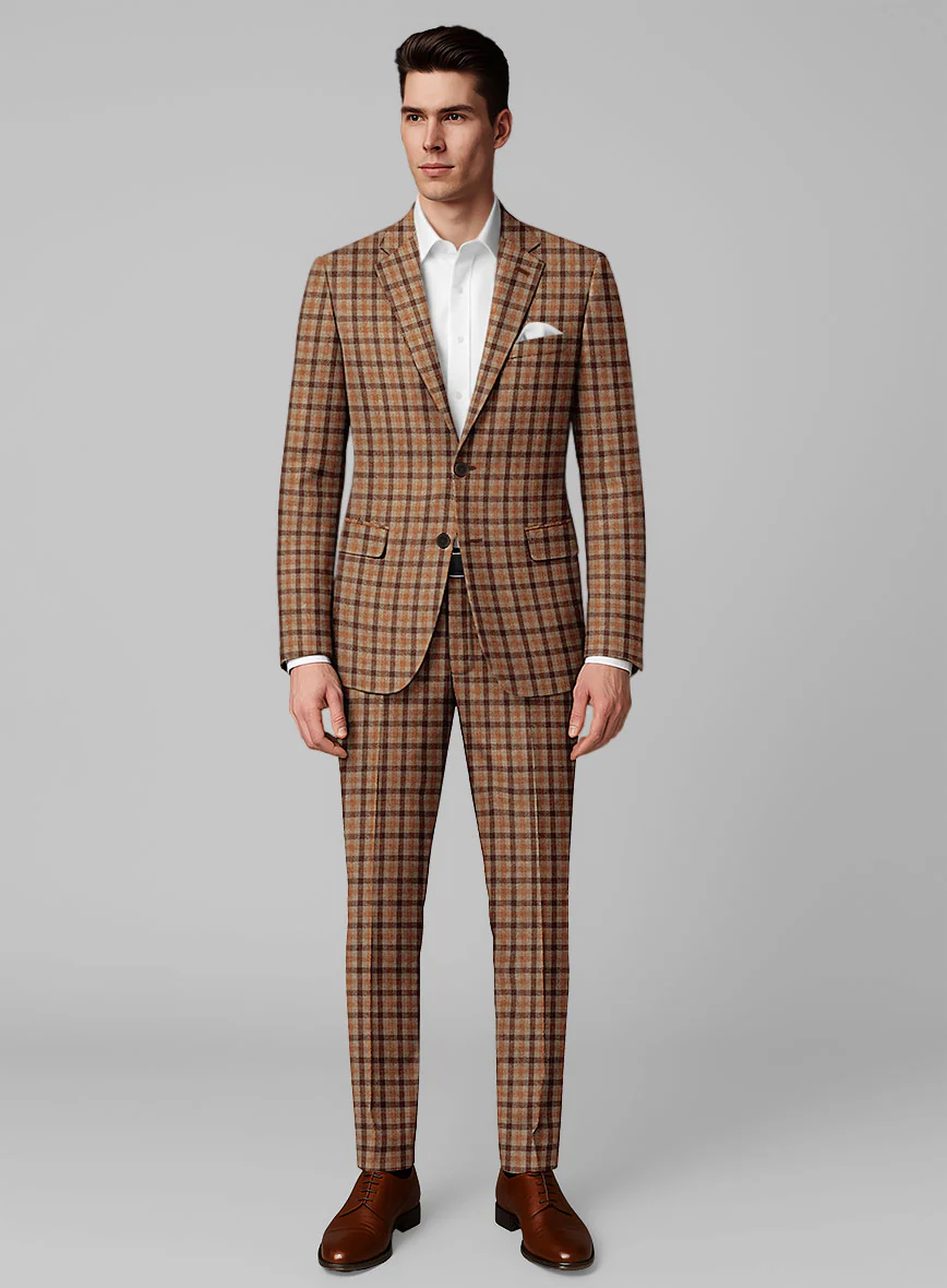 Italian Amberwood Check Tweed Suit