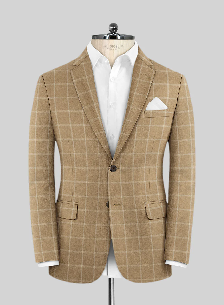 Italian Anbino Camel Brown Wool Suit - Image 3