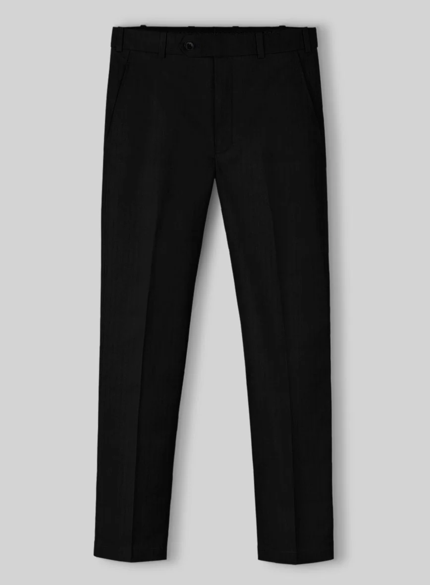 Italian Black Herringbone Cotton Suit - Image 6