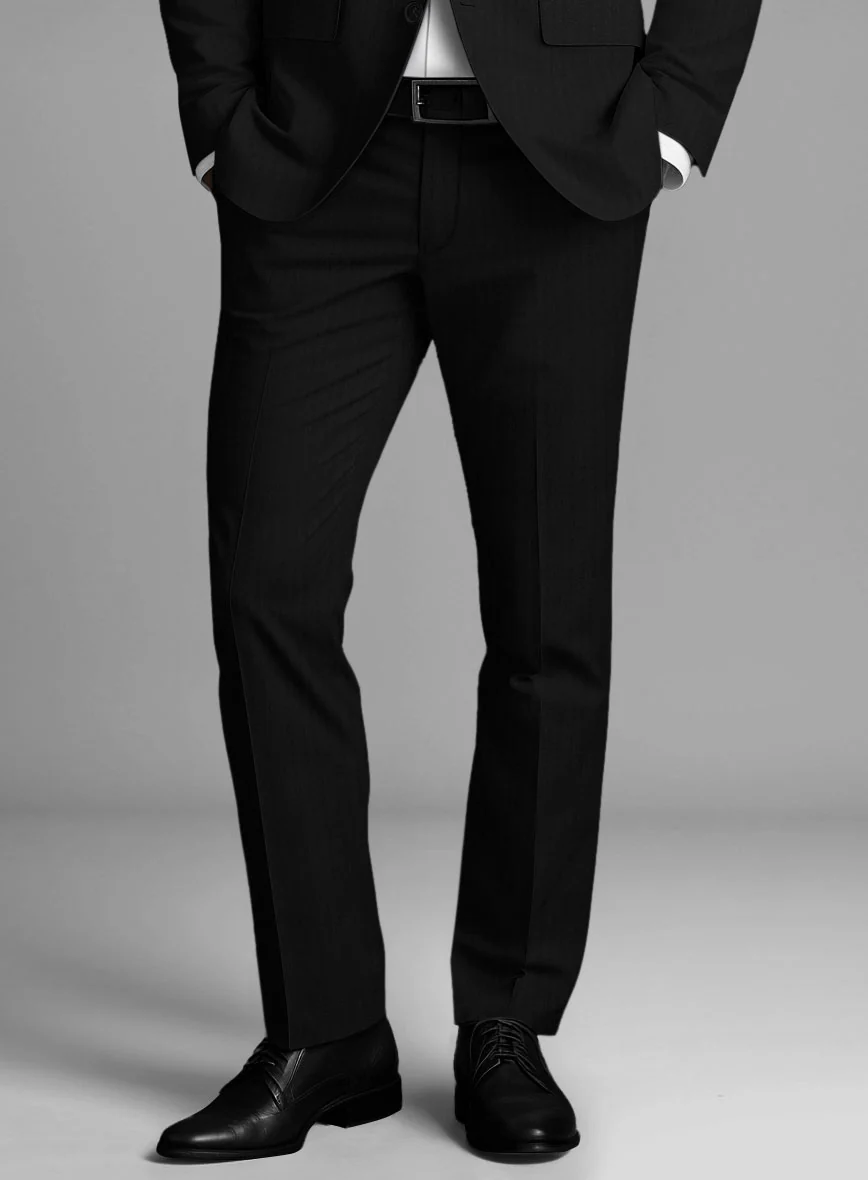 Italian Black Herringbone Cotton Suit - Image 7