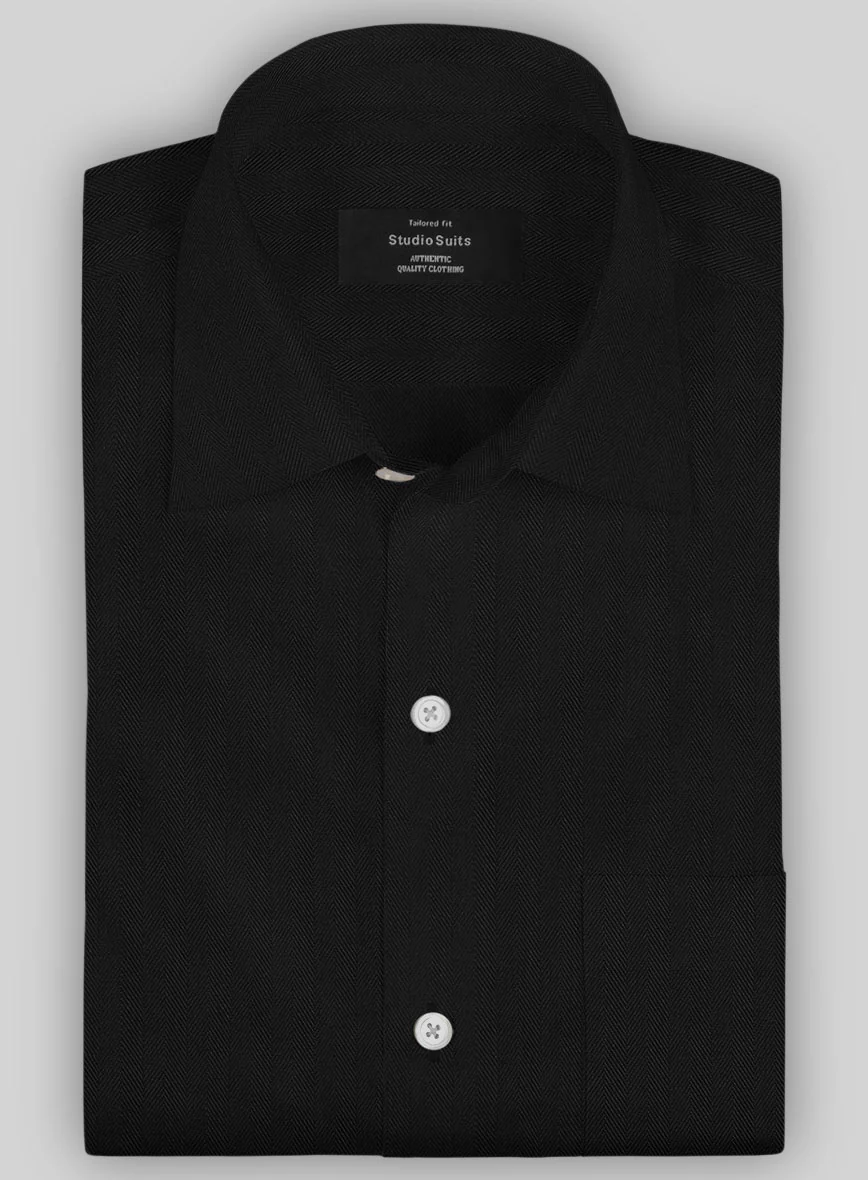 Italian Black Herringbone Shirt