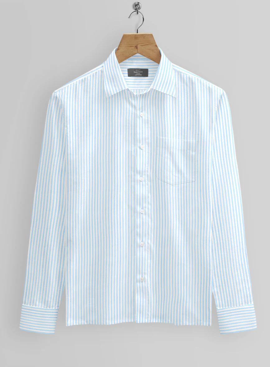 Italian Blue Bengal Stripe Shirt - Image 2