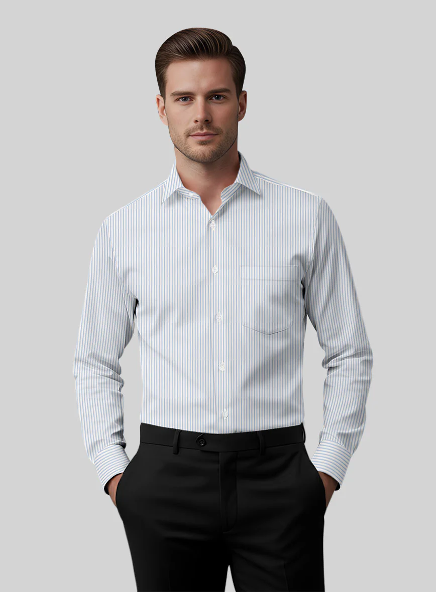 Italian Blue Candy Stripe Shirt - Image 2