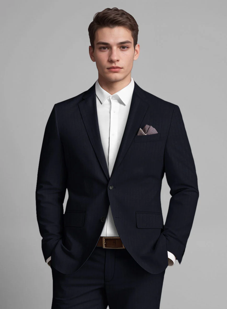 Italian Blue Herringbone Cotton Jacket - Image 3