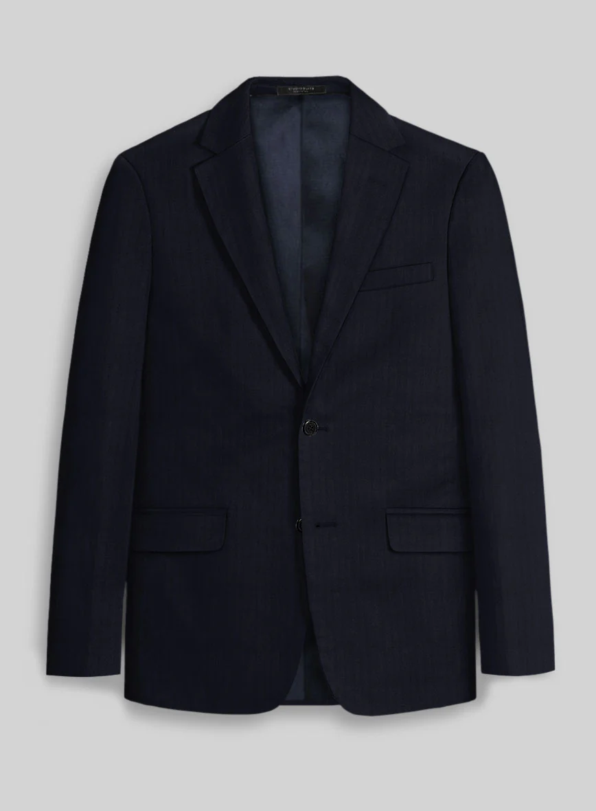 Italian Blue Herringbone Cotton Suit - Image 3
