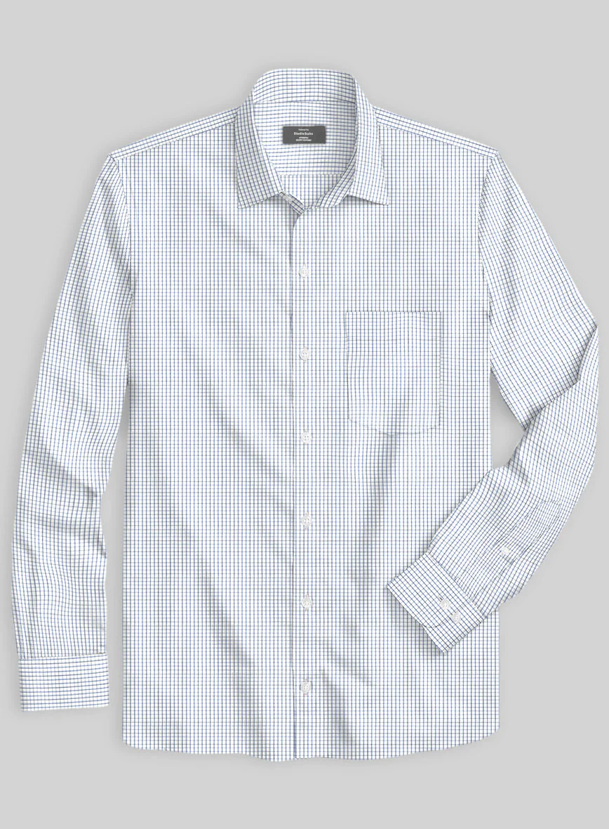 Italian Blue Windowpane Shirt - Image 2