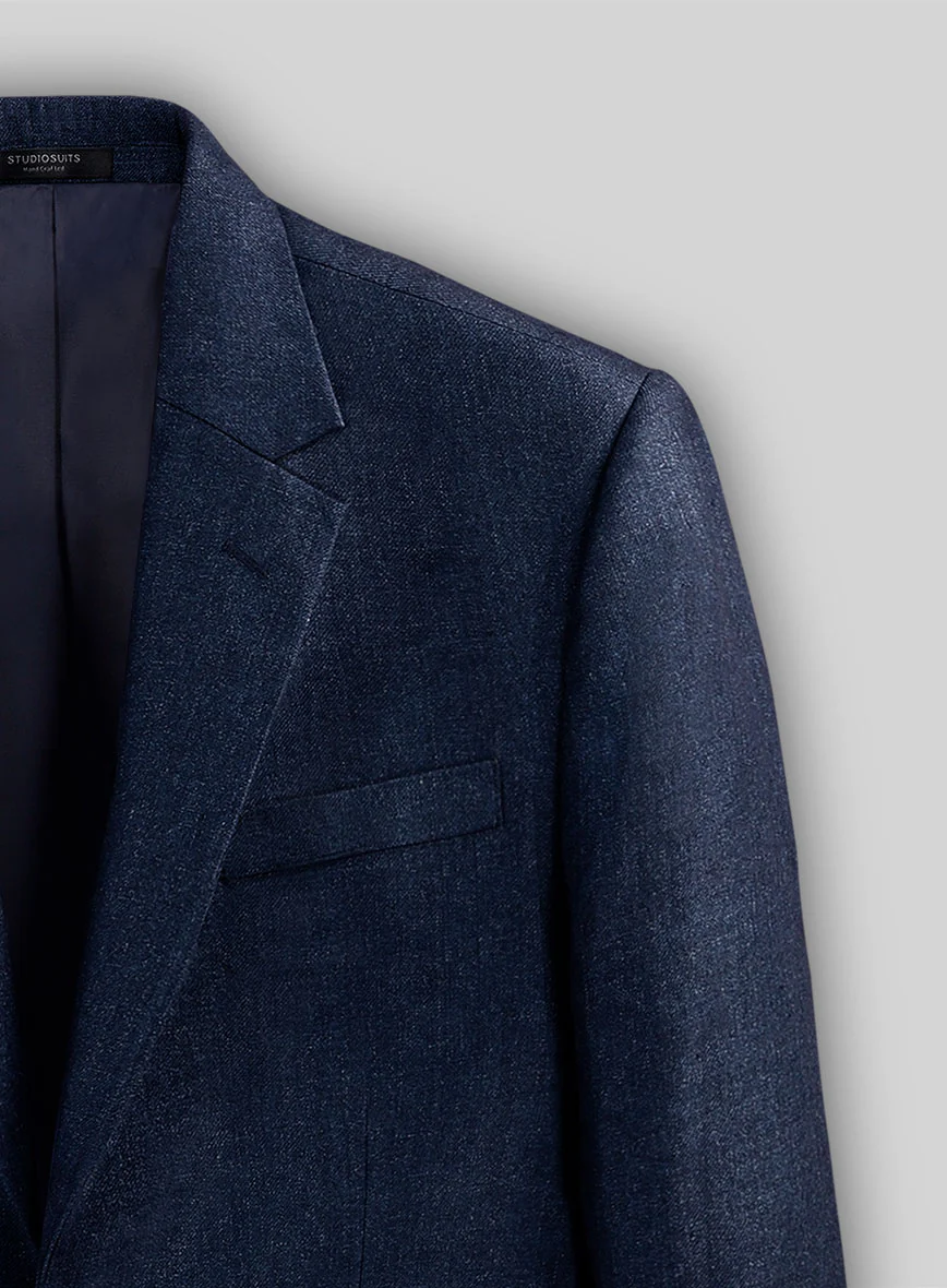 Italian Brandy Blue Linen Jacket - 42R - Image 2