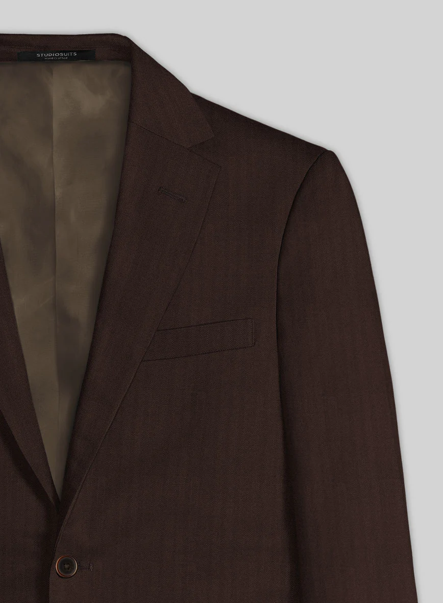 Italian Brown Herringbone Cotton Jacket - Image 3