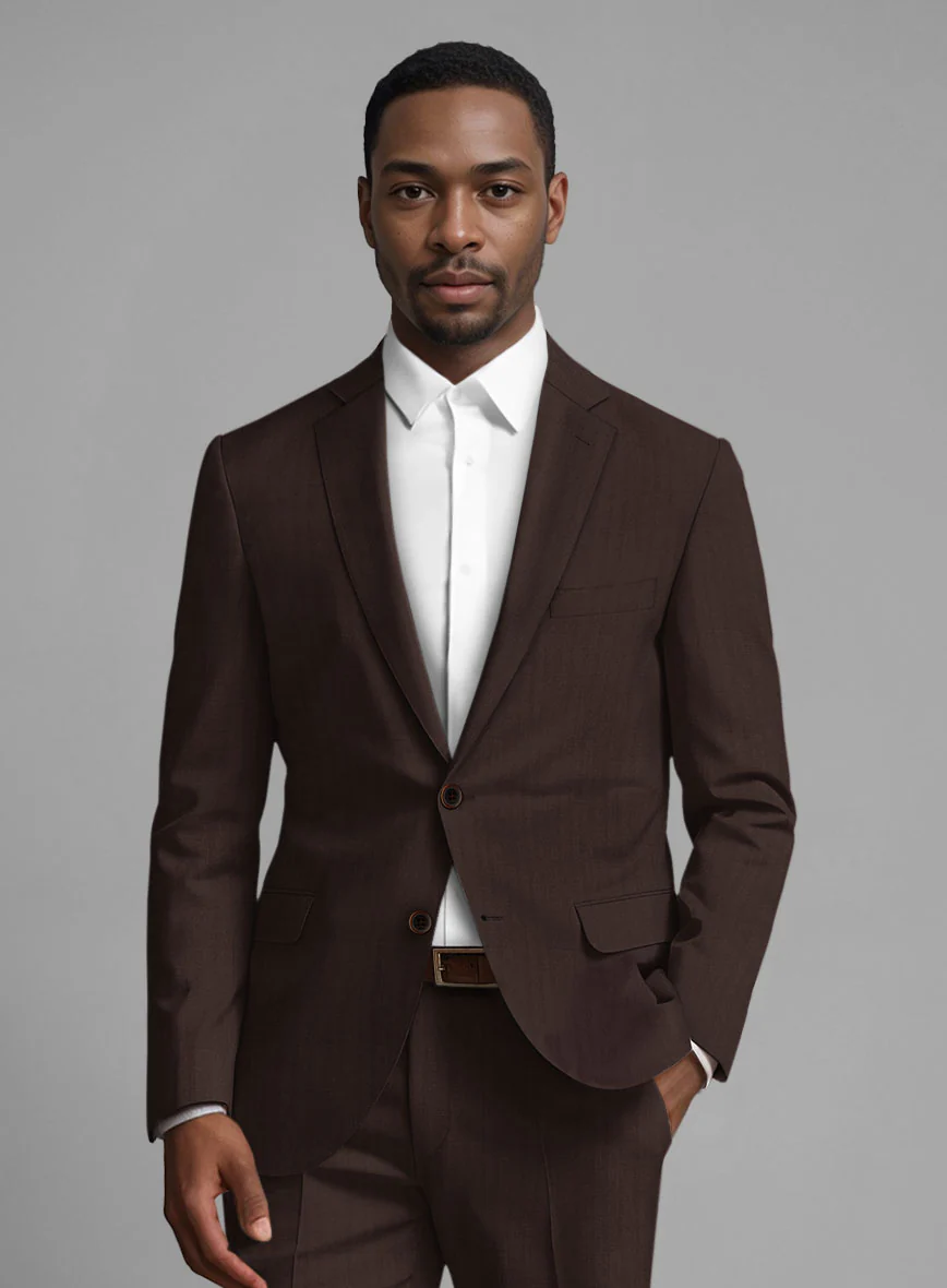 Italian Brown Herringbone Cotton Suit - Image 4