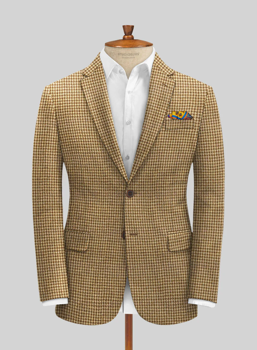 Italian Brown Houndstooth Tweed Jacket - Image 2