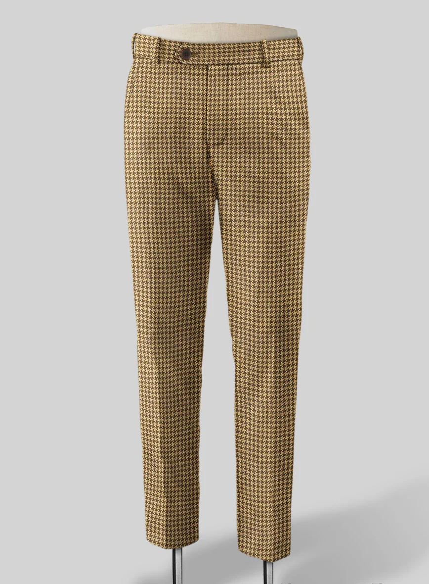 Italian Brown Houndstooth Tweed Pants - Image 2