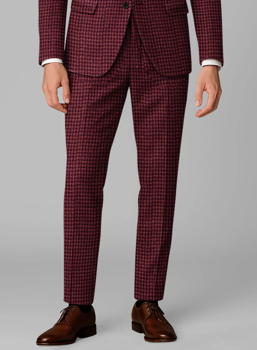 Italian Cerise Houndstooth Tweed Pants - Image 2