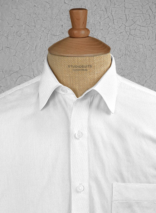Italian Cotton Dobby Meica White Shirt - Image 2