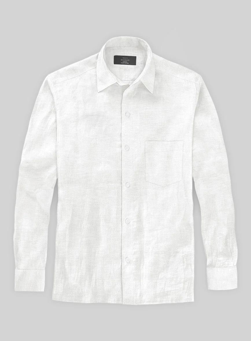 Italian Cotton Linen Tuia White Shirt - Image 2