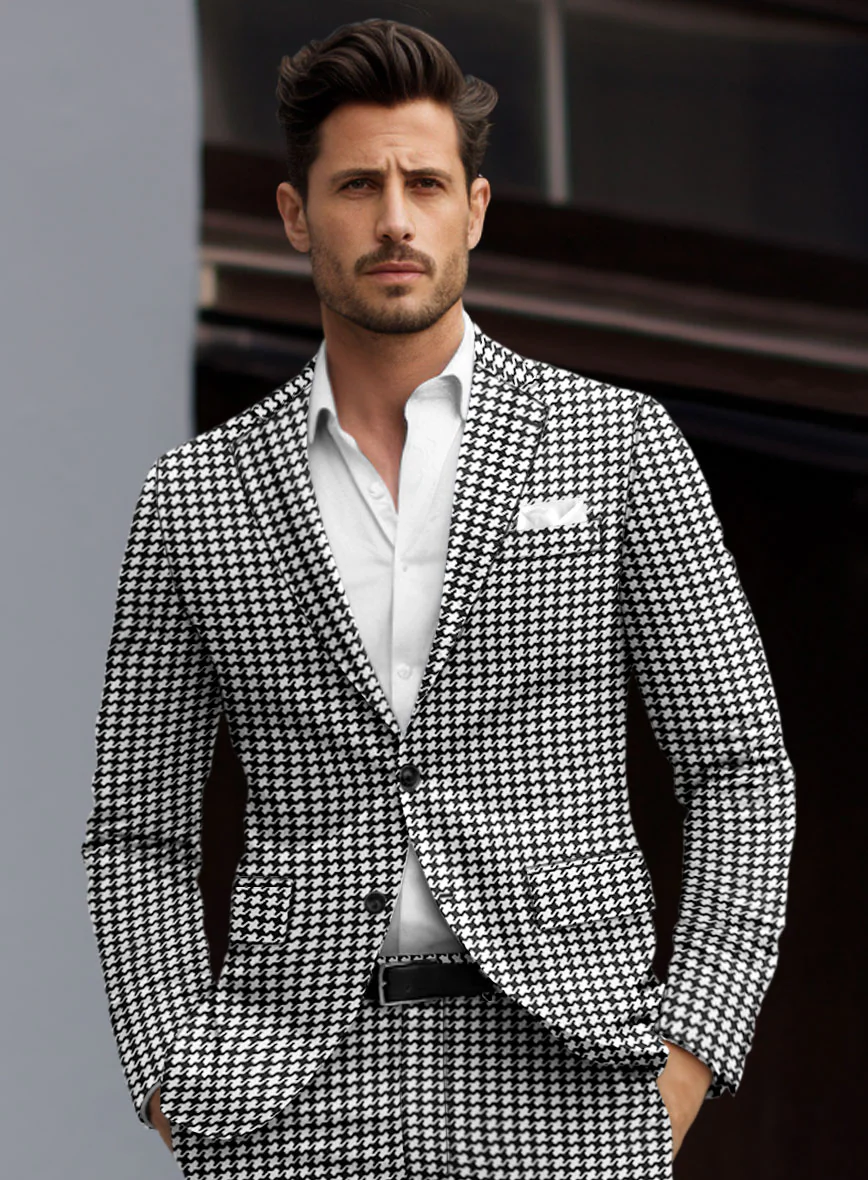 Italian Cotton Silk Bold Houndstooth Jacket - Image 2