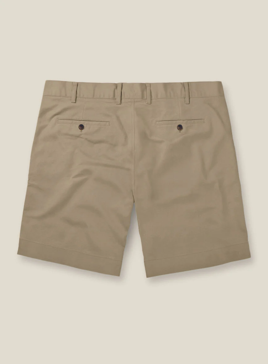 Italian Dark Beige Cotton Stretch Shorts - Image 2