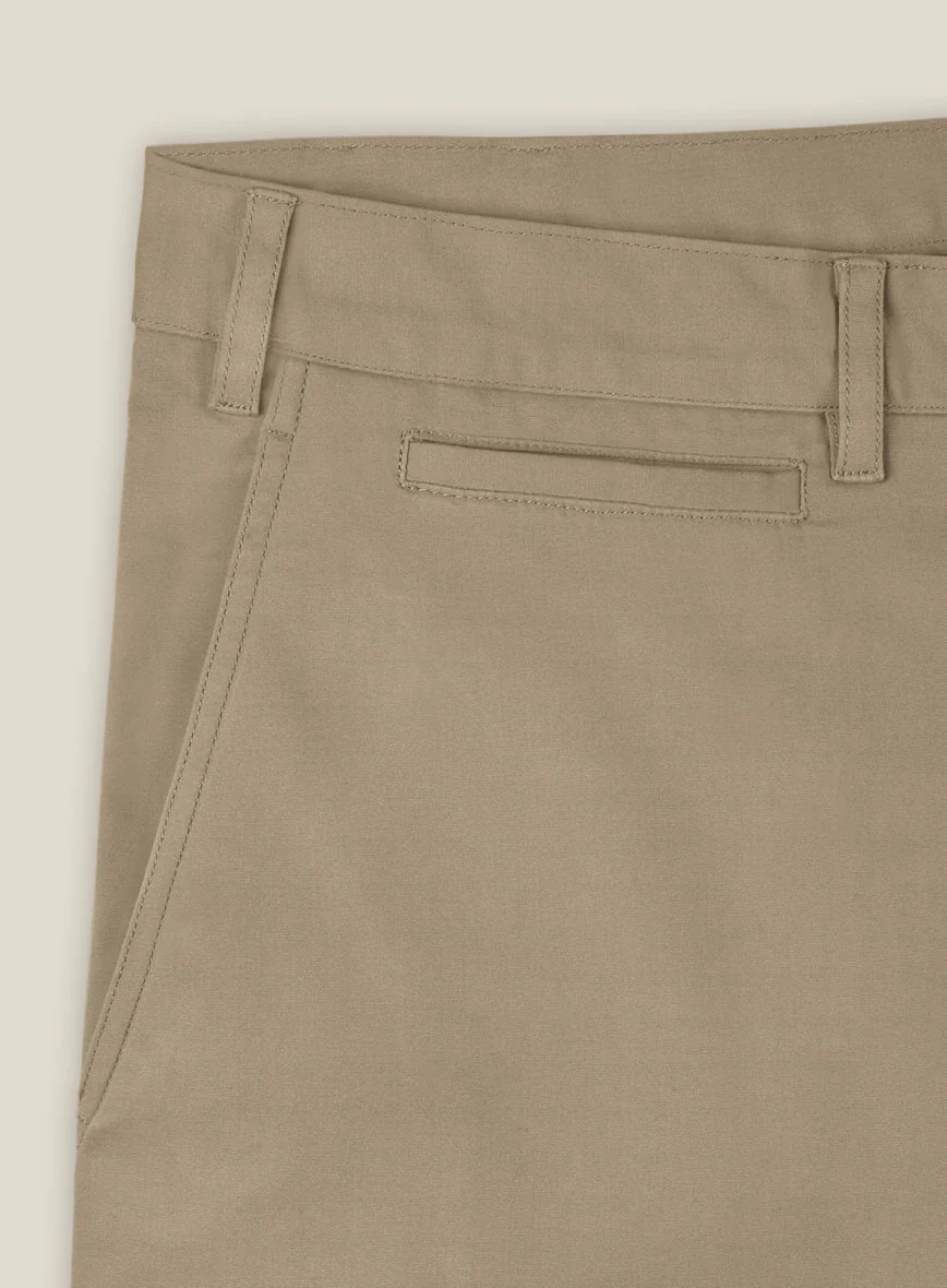 Italian Dark Beige Cotton Stretch Shorts - Image 4
