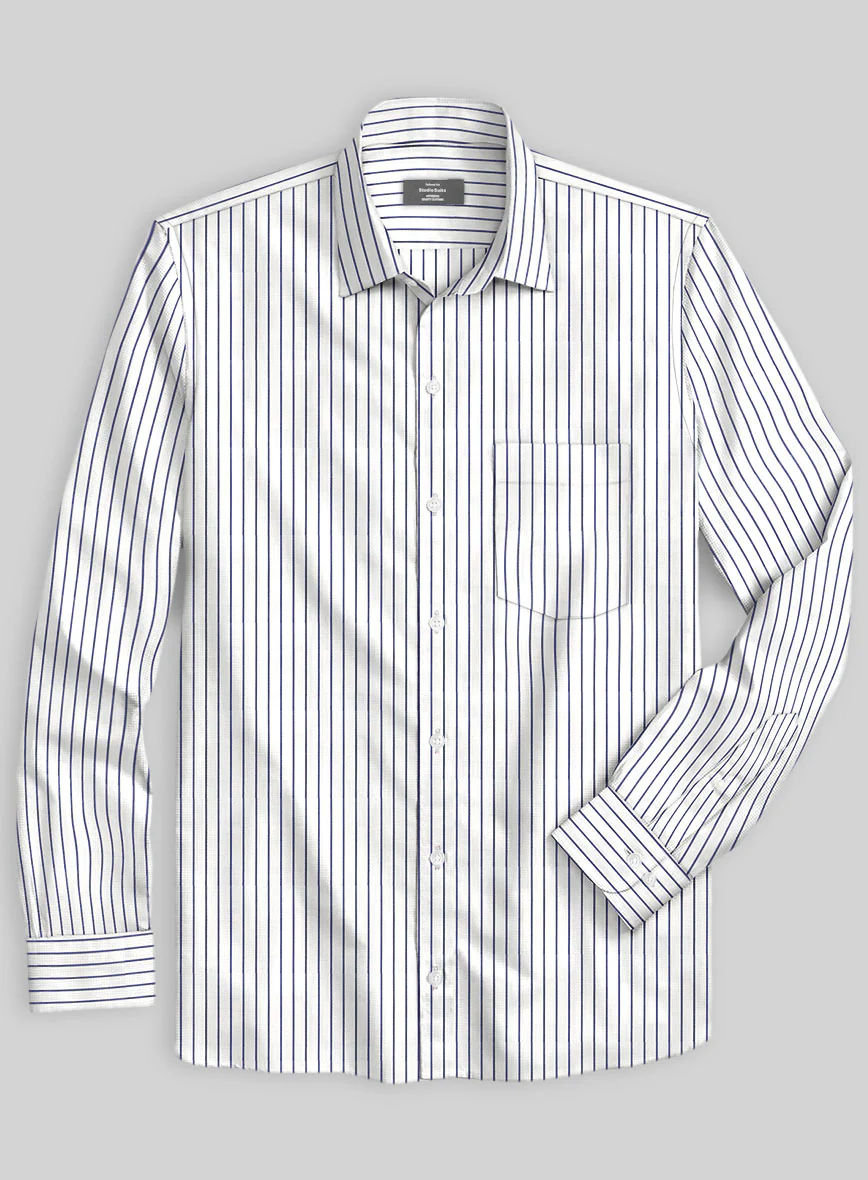 Italian Dark Blue Como Stripe Shirt - Image 2