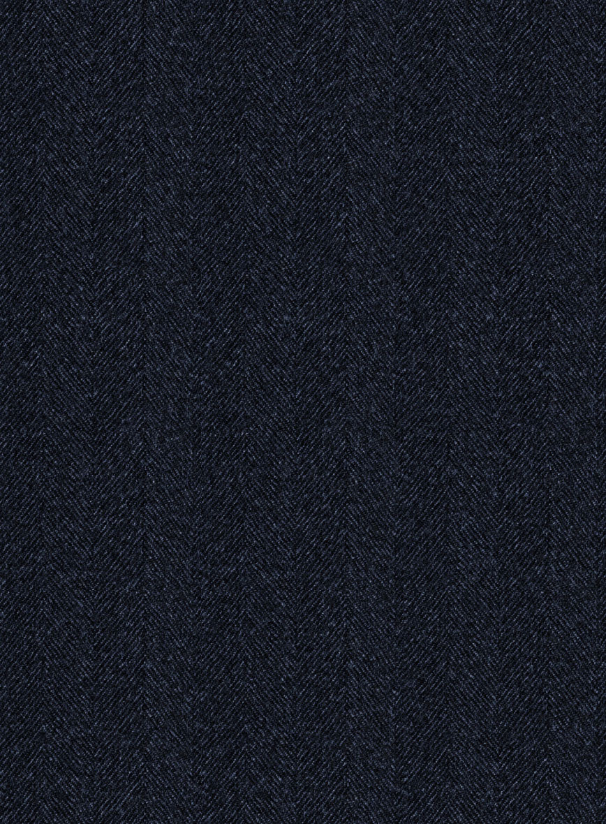 Italian Dark Blue Herringbone Flannel Suit - Image 7