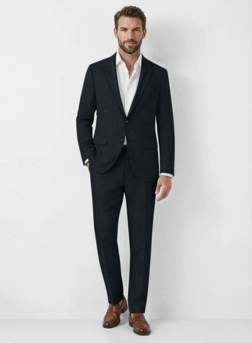 Italian Dark Blue Linen Suit
