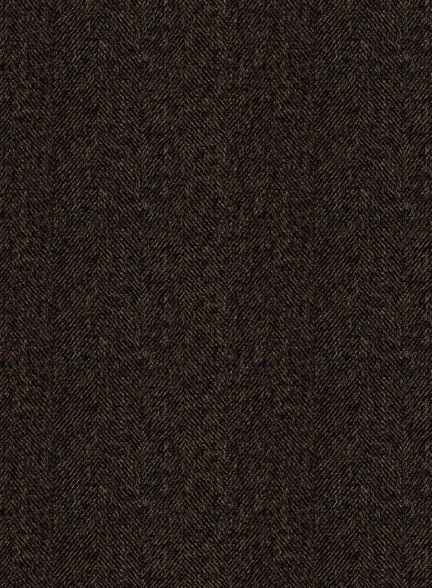 Italian Dark Brown Herringbone Flannel Jacket - Image 3