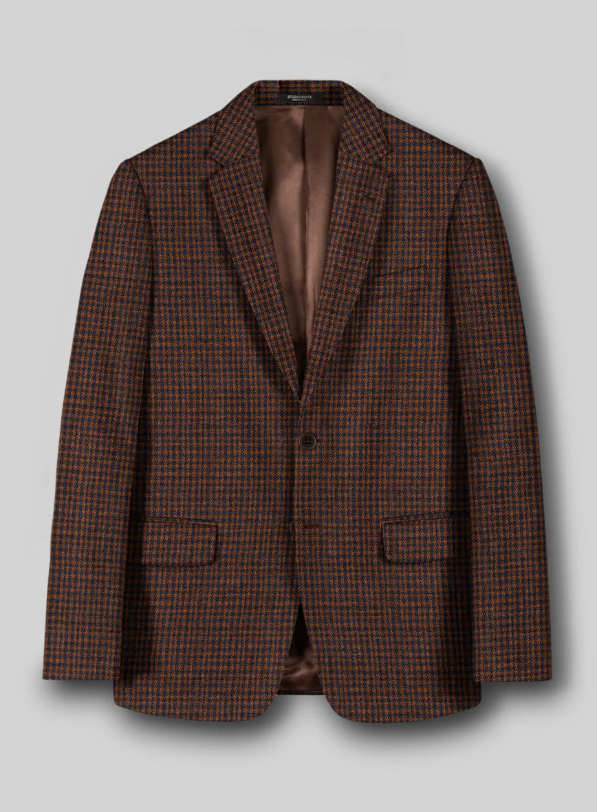 Italian Dark Brown Houndstooth Tweed Suit - Image 3