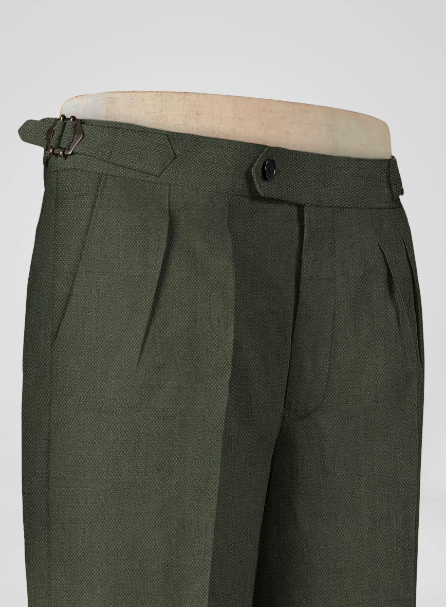 Italian Dark Green Linen Highland Trousers - Image 5