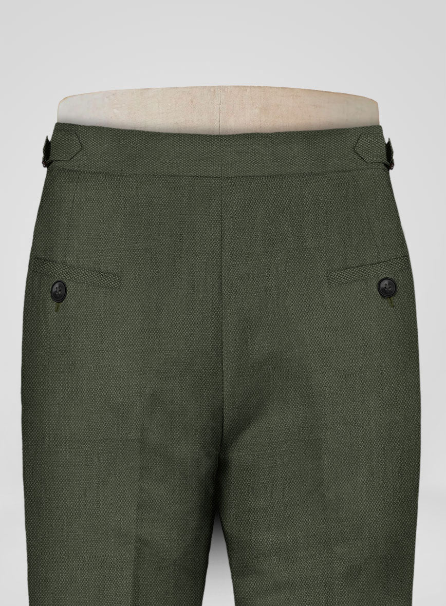 Italian Dark Green Linen Highland Trousers - Image 6