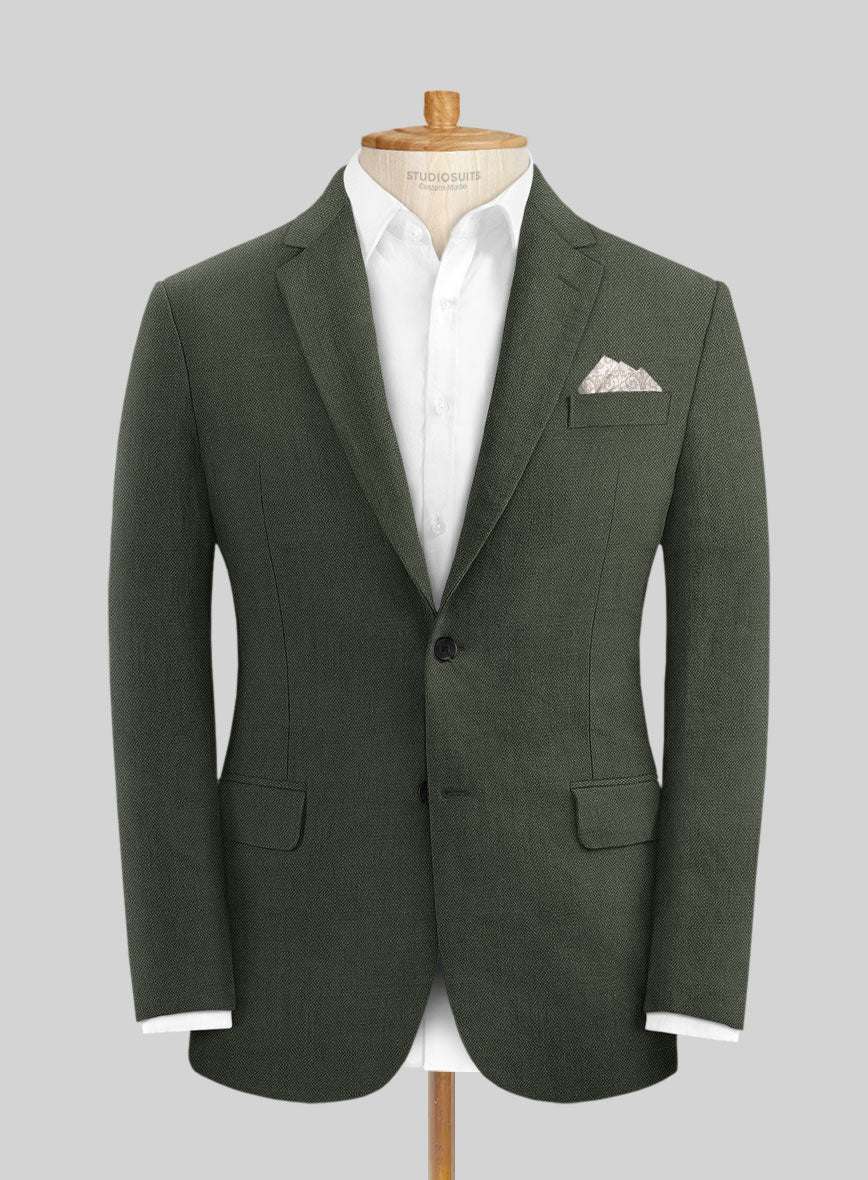Italian Dark Green Linen Suit - Image 3