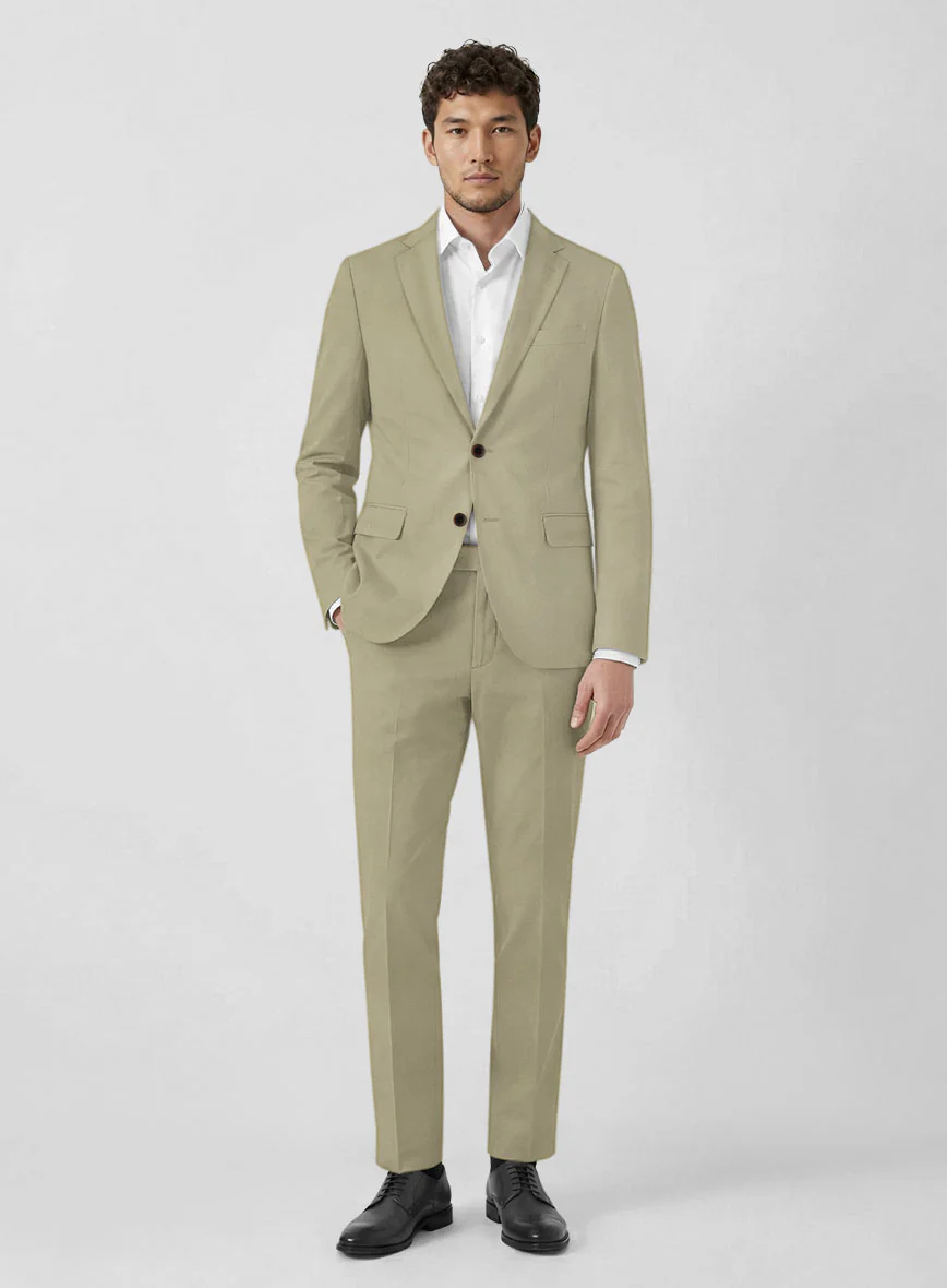 Italian Dark Tan Cotton Stretch Suit