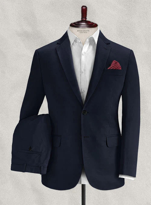 Italian Deep Navy Blue Cotton Stretch Suit