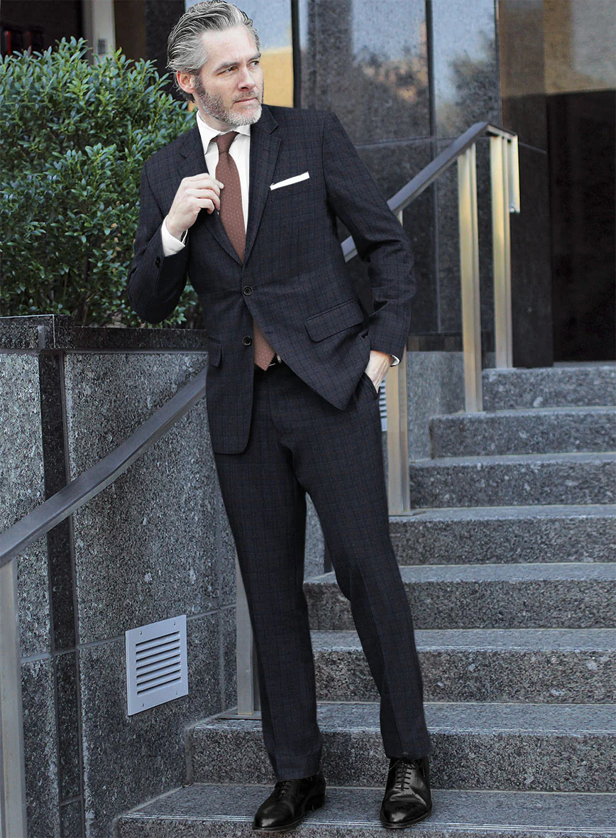 Italian Flick Blue Checks Flannel Suit - Image 2
