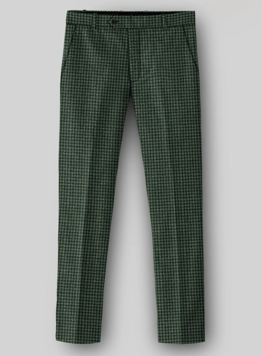 Italian Forest Green Houndstooth Tweed Pants