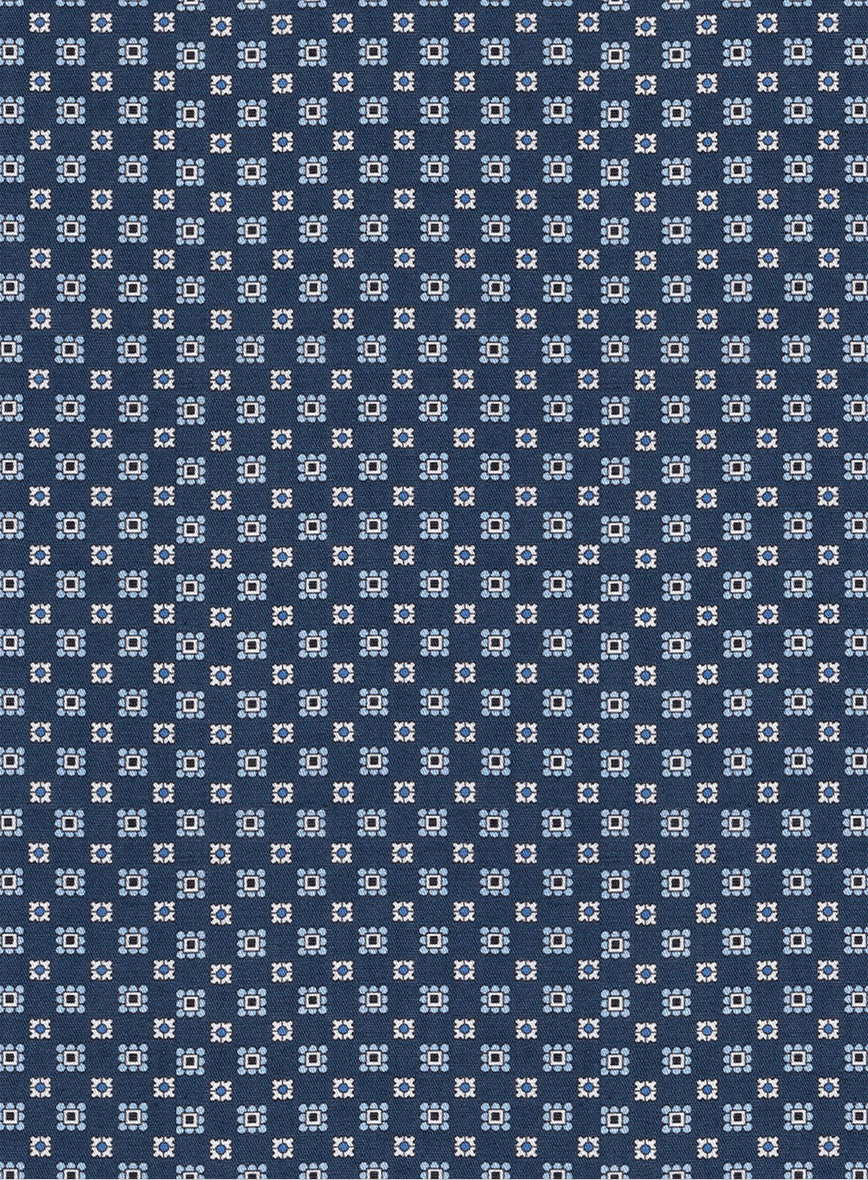 Italian Foulard Dark Blue Summer Linen Shirt - Image 3