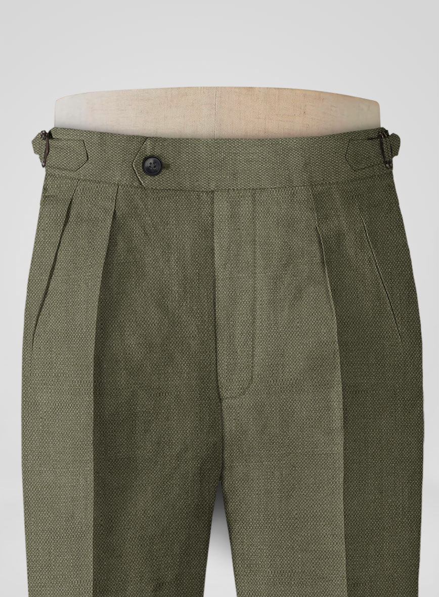 Italian French Green Linen Highland Trousers - Image 4